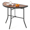 Half-round folding event table with metal frame, waterproof SPC top, ideal for indoor and outdoor use.