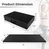Black 4-panel PU leather folding exercise mat with carrying handles, 4' x 10', ideal for stretching and gymnastics.