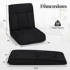 Folding floor chair in black with 14-position adjustable backrest, ideal for gaming, reading, or napping.