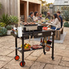 Folding grill cart with a spacious 32" x 18" countertop, designed for 17"/22" griddles, perfect for outdoor cooking.
