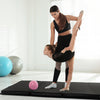 Folding gymnastics mat in black with a durable PU leather cover, ideal for yoga and stretching exercises.