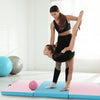 Folding Gymnastics Mat with Carry Handles and Sweatproof Detachable PU Leather Cover-Blue - Gallery View 1 of 10