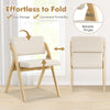Folding kitchen dining chair set with rubber wood legs, featuring thick padding and breathable fabric for comfort.