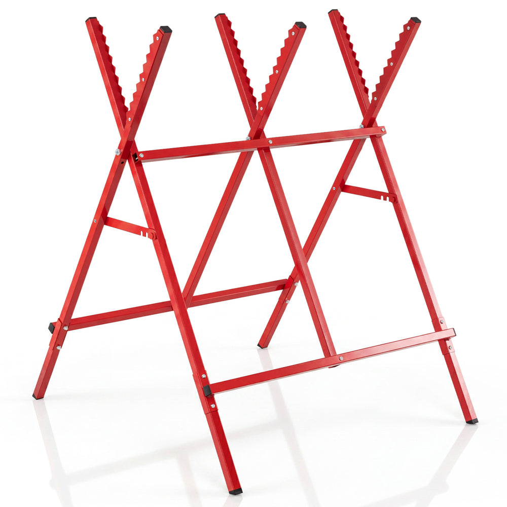 Folding Log Saw Horse with Anti-Slip Sawteeth and Non-Slip Foot Pads Heavy Duty-Red - Gallery View 1 of 1