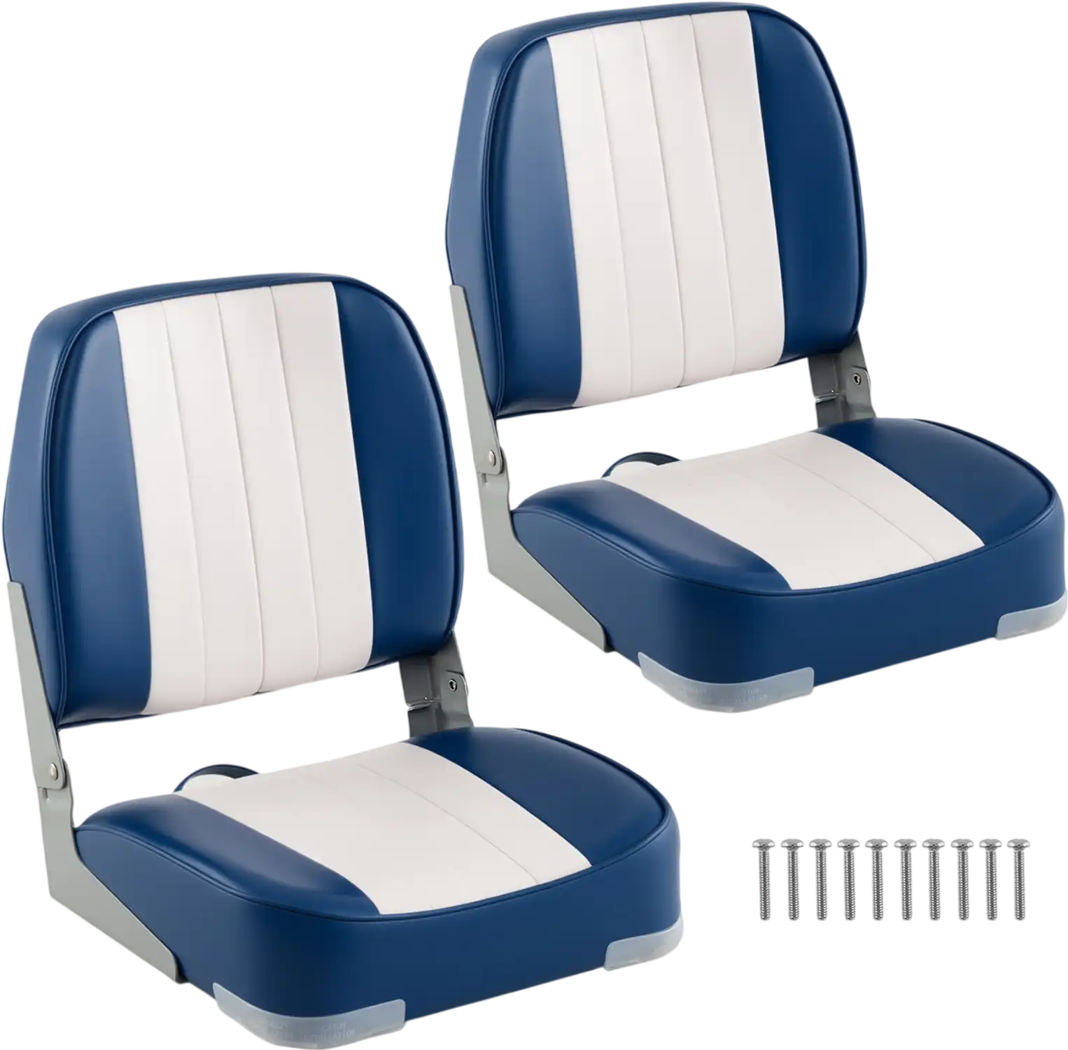 Costway 2-Pack Folding Low Back Boat Seats Waterproof PVC Leather Chairs 527486391 New