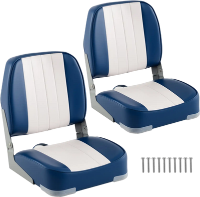 Costway 2-Pack Folding Low Back Boat Seats Waterproof PVC Leather Chairs 527486391 New
