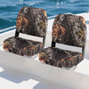 2-Pack Boat Seats Folding Low Back Boat Chairs Waterproof PVC Leather Cabin Seating-Camouflage - Gallery View 1 of 9