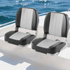 2-Pack Boat Seats Folding Low Back Boat Chairs Waterproof PVC Leather Cabin Seating-Gray - Gallery View 1 of 9