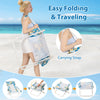 Folding low beach chair set with padded head pillow, blue, featuring a carrying strap for easy travel and storage.