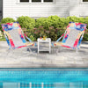 Folding Low Beach Chair Set of 2 Patio Sling Chairs with Padded Head Pillow-Pink - Gallery View 1 of 10