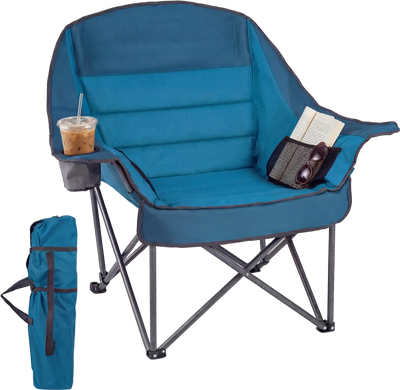 Costway Folding Oversized Camping Chair w/ Side Pockets & Cup Holder 68773730 New