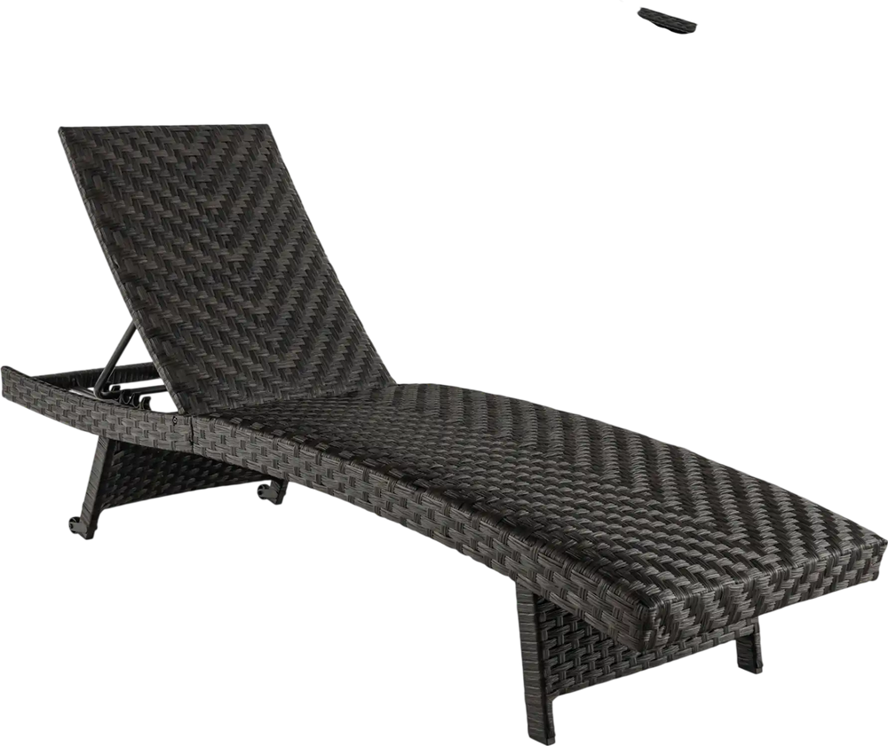 Folding Padded Rattan Patio Chaise Lounge with Adjustable Backrest and Quick Dry Foam