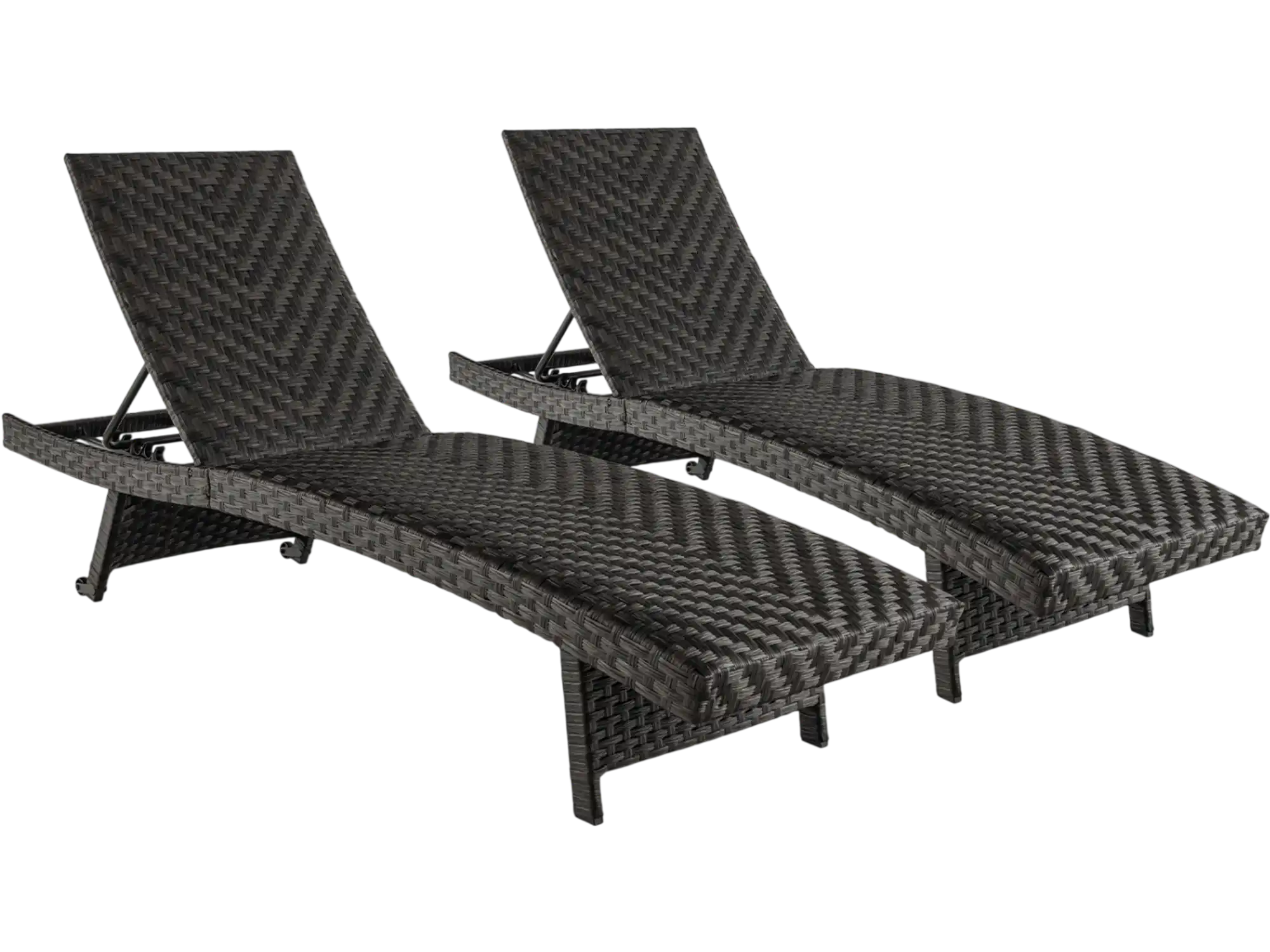 Costway Folding Padded Rattan Patio Chaise Lounge Set of 2 Adjustable Backrest 92576403 New