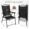 Folding patio chair with high back and armrests, featuring breathable mesh fabric and a 355 lbs weight capacity for outdoor use.