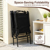 Folding patio chairs set of 4 in black features breathable mesh fabric and space-saving foldability for outdoor use.