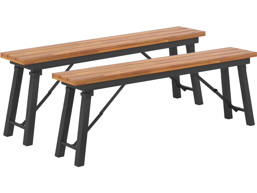 Folding Picnic Bench Set Rectangular Acacia Wood Dining Camping BBQ Benches