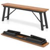 Folding picnic bench set made of acacia wood with sturdy metal legs, ideal for outdoor dining and camping.