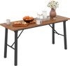Folding Picnic Table Acacia Wood Dining Table with Metal Frame for Indoor Outdoor Activities