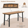 Folding picnic table with acacia wood surface and metal frame, accommodating 6 people for indoor or outdoor activities.