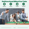 Folding portable billiards table game set with adjustable foot levelers for social interaction and stability on uneven.