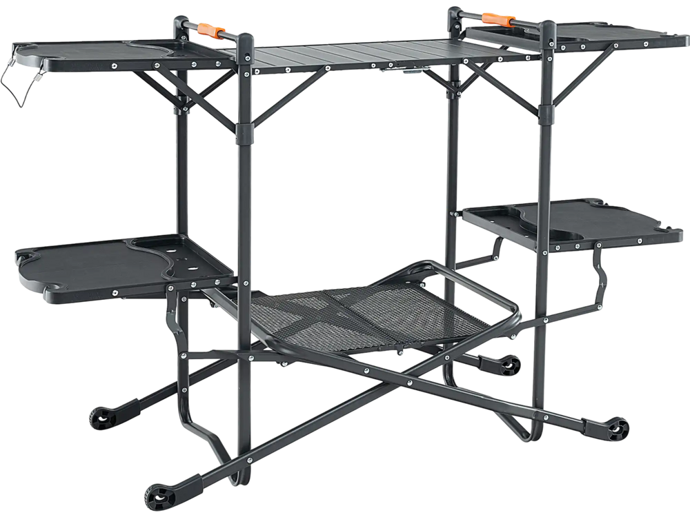Folding Portable Outdoor Cook Station with Heat-Resistant Aluminum Tabletop