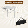 Folding roll-up camping table dimensions with a lightweight design and sturdy metal legs, ideal for outdoor use.