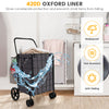 Folding rolling shopping cart with waterproof 420D oxford liner, featuring a durable metal frame and easy mobility.