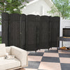 8-panel folding room divider in black with hand-woven texture, ideal for privacy in living rooms, patios, or offices.