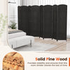8-panel folding room divider in black with hand-woven texture, made of solid pine wood for versatile room separation.