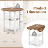 Folding round dining table with drop leaf design, acacia wood veneer, and two shelves for small spaces.