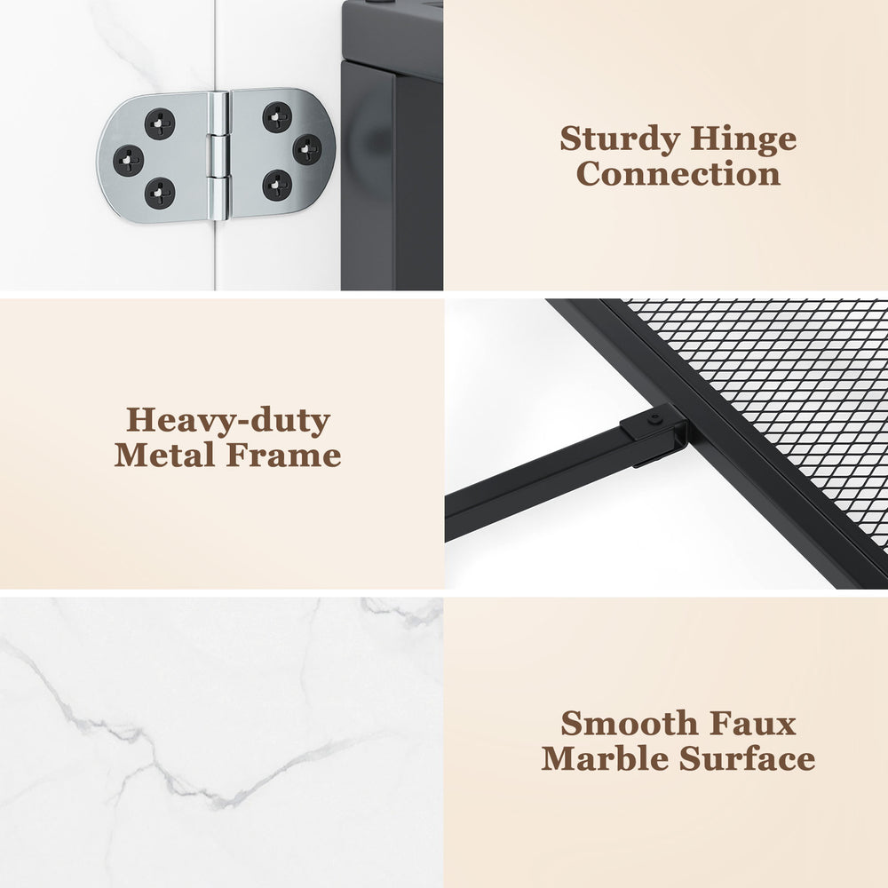 Close-up of the sturdy hinge connection and heavy-duty metal frame of the Folding Round Dining Table with Lockable.