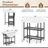 Folding round dining table with lockable wheels, white faux marble top, and two metal mesh shelves for compact spaces.