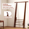 Folding rubber wood clothes hanging rack in walnut, showcasing elegant A-frame design for reliable garment support.