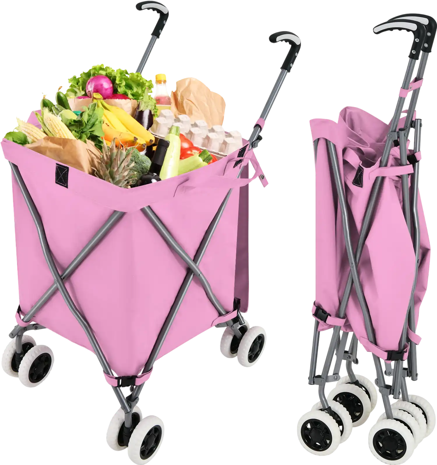 Costway Folding Shopping Utility Cart Removable Canvas Bag 59128436 New