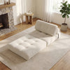 Folding sofa bed in beige with back support, featuring a soft corduroy cover and elegant button design for versatile.