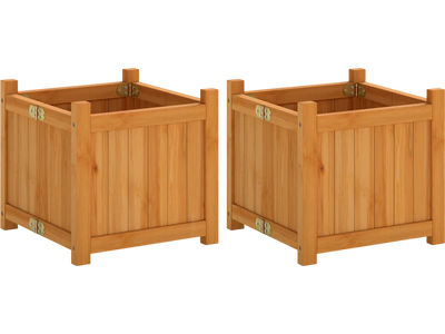 Costway Folding Fir Wood Raised Garden Bed Set of 2 Removable Bottom 33398371 New
