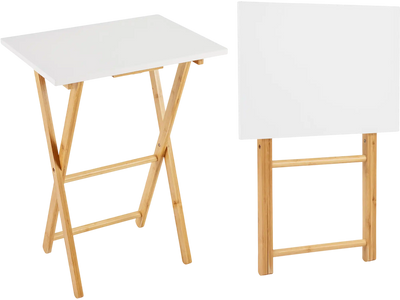 Costway Folding TV Tray Tables Set of 2 Side Tables for Small Spaces Bedroom Living Room 32444610 New