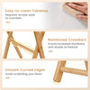 Folding TV tray table set featuring easy-to-clean bamboo tops, reinforced crossbars, and smooth curved edges for floor.