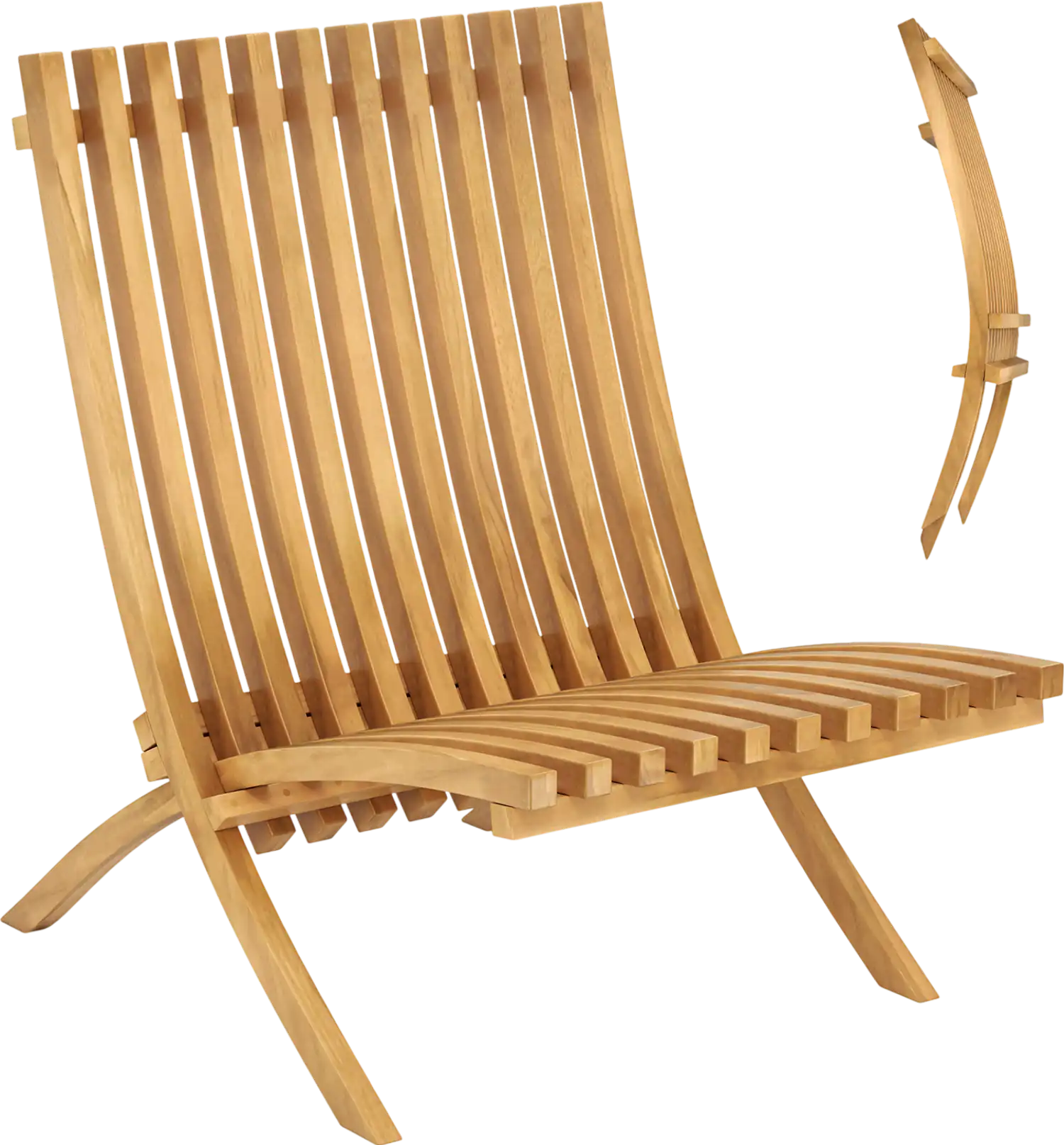 Costway Folding Teak Wood Outdoor Lounge Chair 941825736 New