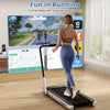 Folding treadmill with 3HP motor, LED display, and Bluetooth compatibility for walking, running, and easy storage.