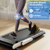 Folding treadmill with a 7-layer anti-slip running belt and 6 shock-absorbing pads for joint protection during workouts.