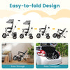 Folding tricycle baby stroller in gray with adjustable canopy, reversible seat, and easy-to-fold design for transport.
