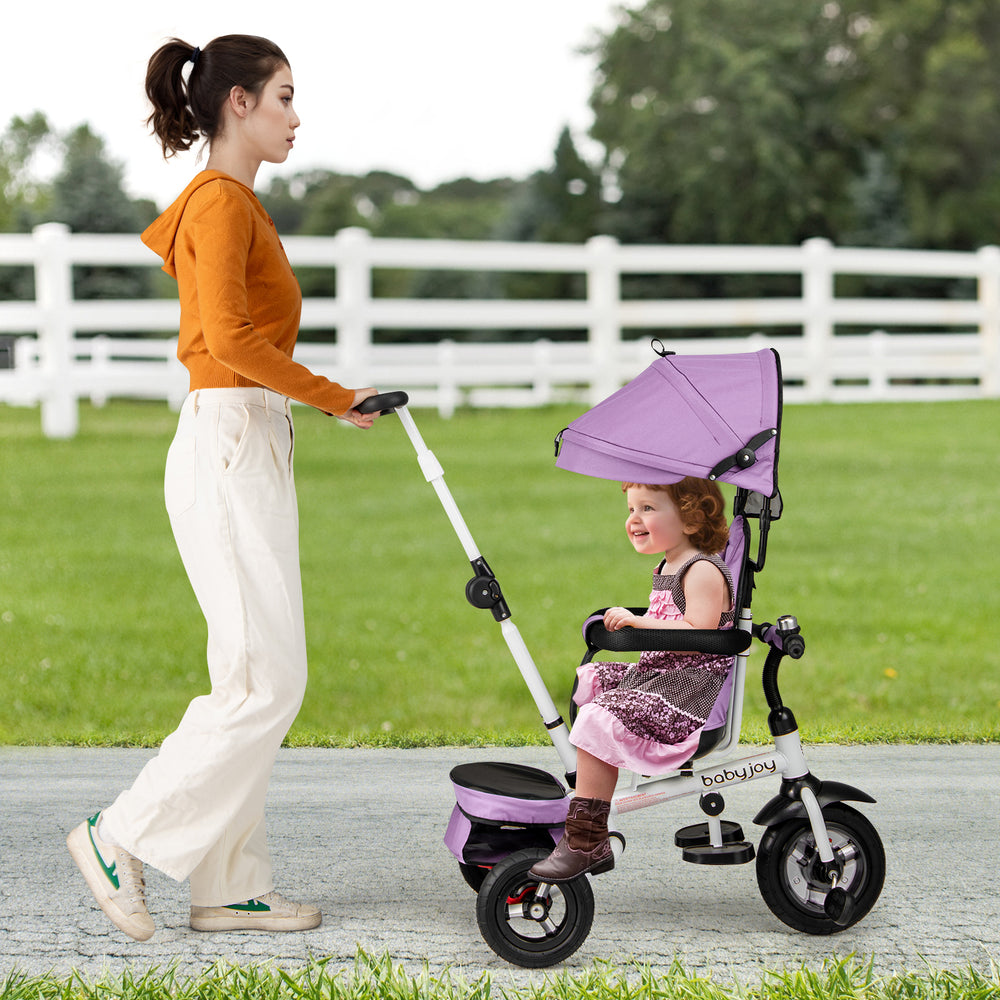 Folding Tricycle Baby Stroller with Reversible Seat and Adjustable Canopy-Pink - Gallery View 1 of 10