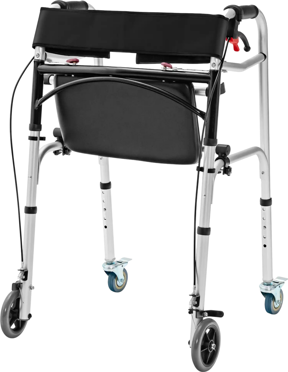 Height Adjustable Aluminum Walker with Rolling Wheels and Brakes