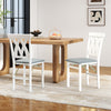 Folding Wooden Dining Chair Set of 2 Faux Leather Upholstered Kitchen Armless Chairs-White - Gallery View 1 of 9