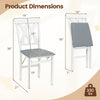Folding wooden dining chair dimensions with white rubber wood frame and faux leather upholstery, ideal for small spaces.