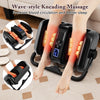 Foot and calf massager in black with heat, showcasing wave-style kneading for pain relief and relaxation at home.
