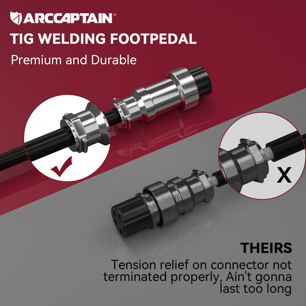 ARCCAPTAIN TIG welding foot pedal - premium and durable connector detail