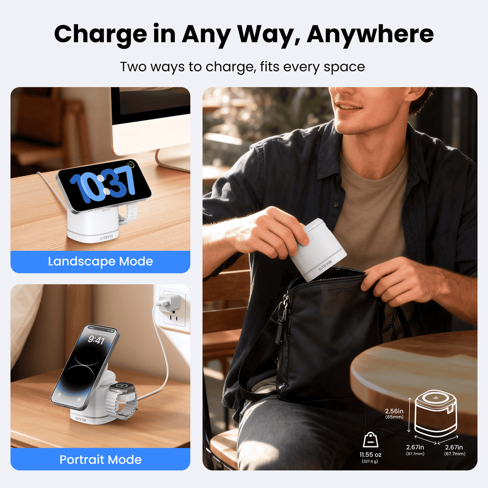 Giraffe Tools WLA2303US 3-in-1 Wireless Charging Station 15W New