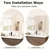 Frameless bathroom mirror cabinet shown in recessed and wall mount options, featuring three mirrored doors and ample.